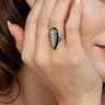 Enamel - 14K White Gold Graduating Diamond Chevron Ring with Black Enamel - 0.5 ct