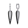 Enamel - 14K White Gold Graduating Diamond Huggie Drop Earrings with Black Enamel - 0.5 ct