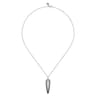 Enamel - 14K White Gold Graduating Diamond Pendant Necklace with Black Enamel - 0.5 ct
