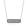 Enamel - 14K White Gold Pave Diamond Bar Necklace with Black Enamel - 1 ct