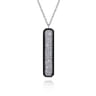 Enamel - 14K White Gold Pave Diamond Bar Necklace with Black Enamel - 1 ct