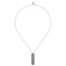 Enamel - 14K White Gold Pave Diamond Bar Necklace with Black Enamel - 1 ct