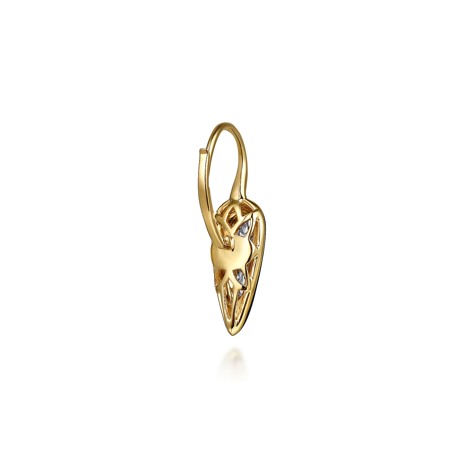 Enamel - 14K White and Yellow Gold Diamond Drop Earrings with Black Enamel