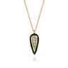 Enamel - 14K White and Yellow Gold Diamond Pendant Necklace with Black Enamel - 0.07 ct