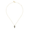 Enamel - 14K White and Yellow Gold Diamond Pendant Necklace with Black Enamel - 0.07 ct