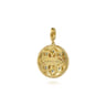 Enamel - 14K Yellow Gold 24mm Diamond Blue Sapphire and Blue Topaz Bujukan Multicolor Enamel Medallion Pendant With Detachable Bail - 0.09 ct
