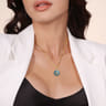 Enamel - 14K Yellow Gold 24mm Diamond Blue Sapphire and Blue Topaz Bujukan Multicolor Enamel Medallion Pendant With Detachable Bail - 0.09 ct