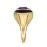 Enamel - 14K Yellow Gold Amethyst Cocktail Ring with Black Enamel