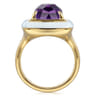 Enamel - 14K Yellow Gold Amethyst Cocktail Ring with White Enamel