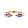 Enamel - 14K Yellow Gold Amethyst Open Stackable with White Enamel
