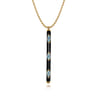 Enamel - 14K Yellow Gold Blue Topaz Bar Necklace with Black Enamel