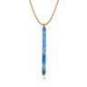 Enamel - 14K Yellow Gold Blue Topaz Bar Necklace with Blue Enamel