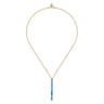 Enamel - 14K Yellow Gold Blue Topaz Bar Necklace with Blue Enamel