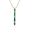 Enamel - 14K Yellow Gold Blue Topaz Bar Necklace with Chrome Green Enamel
