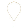 Enamel - 14K Yellow Gold Blue Topaz Bar Necklace with Chrome Green Enamel
