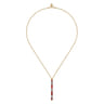 Enamel - 14K Yellow Gold Blue Topaz Bar Necklace with Chrome Red Enamel