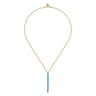 Enamel - 14K Yellow Gold Blue Topaz Bar Necklace with Dusk Blue Enamel