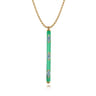 Enamel - 14K Yellow Gold Blue Topaz Bar Necklace with Mint Green Enamel