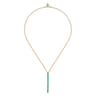Enamel - 14K Yellow Gold Blue Topaz Bar Necklace with Mint Green Enamel