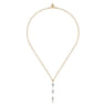 Enamel - 14K Yellow Gold Blue Topaz Bar Necklace with White Enamel