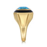 Enamel - 14K Yellow Gold Blue Topaz Cocktail Ring with Black Enamel