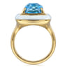 Enamel - 14K Yellow Gold Blue Topaz Cocktail Ring with White Enamel