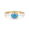 Enamel - 14K Yellow Gold Blue Topaz Cocktail Stackable with White Enamel