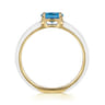 Enamel - 14K Yellow Gold Blue Topaz Cocktail Stackable with White Enamel