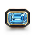 Enamel---14K-Yellow-Gold-Blue-Topaz-Emerald-Cut-Ladies-Ring-With-Flower-Pattern-J-Back-and-Black-Enamel1