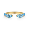 Enamel - 14K Yellow Gold Blue Topaz Open Stackable with Dusk Blue Enamel