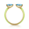 Enamel - 14K Yellow Gold Blue Topaz Open Stackable with Neon Yellow Enamel