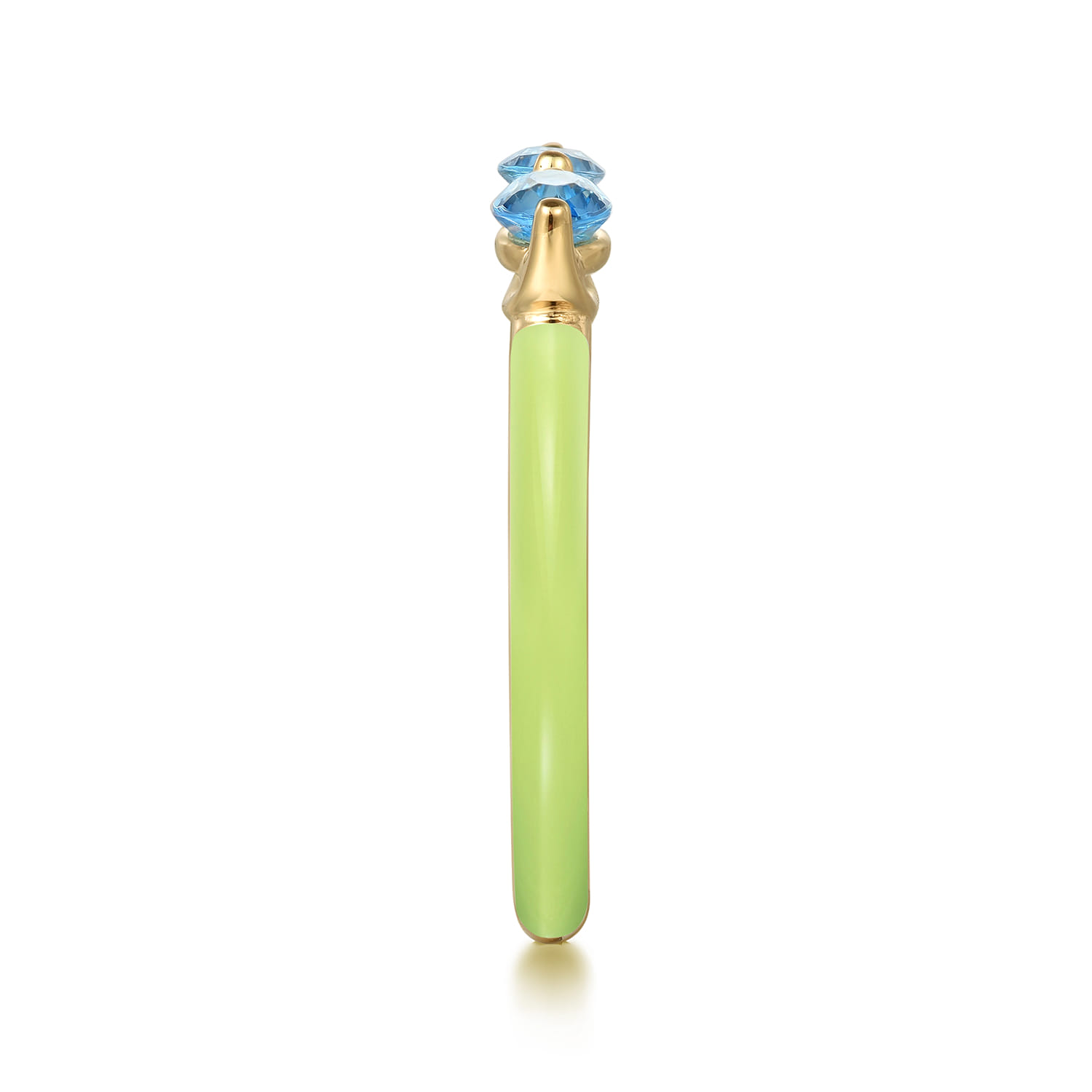 Enamel - 14K Yellow Gold Blue Topaz Open Stackable with Neon Yellow Enamel - Shot 4