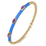 Enamel - 14K Yellow Gold Bujukan Amethyst Split Bangle with Blue Enamel
