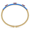 Enamel - 14K Yellow Gold Bujukan Amethyst Split Bangle with Blue Enamel