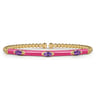 Enamel - 14K Yellow Gold Bujukan Amethyst Split Bangle with Fuchsia Enamel
