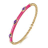 Enamel - 14K Yellow Gold Bujukan Amethyst Split Bangle with Fuchsia Enamel