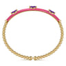 Enamel - 14K Yellow Gold Bujukan Amethyst Split Bangle with Fuchsia Enamel