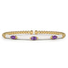 Enamel - 14K Yellow Gold Bujukan Amethyst Split Bangle with White Enamel