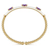 Enamel - 14K Yellow Gold Bujukan Amethyst Split Bangle with White Enamel