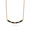 Enamel - 14K Yellow Gold Bujukan Bar Necklace with Black Enamel