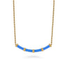 Enamel - 14K Yellow Gold Bujukan Bar Necklace with Blue Enamel