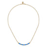 Enamel - 14K Yellow Gold Bujukan Bar Necklace with Blue Enamel