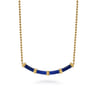 Enamel - 14K Yellow Gold Bujukan Bar Necklace with Chrome Blue Enamel