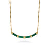 Enamel - 14K Yellow Gold Bujukan Bar Necklace with Chrome Green Enamel