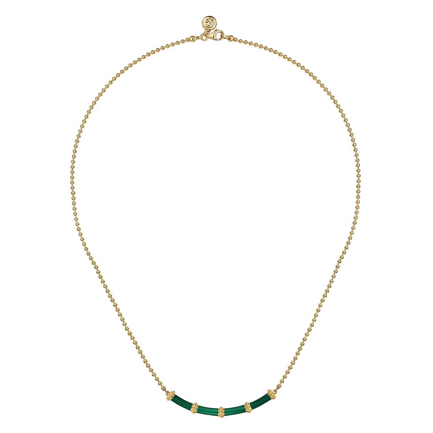 Enamel - 14K Yellow Gold Bujukan Bar Necklace with Chrome Green Enamel - Shot 2