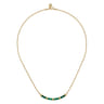 Enamel - 14K Yellow Gold Bujukan Bar Necklace with Chrome Green Enamel