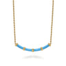 Enamel - 14K Yellow Gold Bujukan Bar Necklace with Dusk Blue Enamel