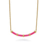 Enamel - 14K Yellow Gold Bujukan Bar Necklace with Fuchsia Enamel