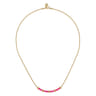 Enamel - 14K Yellow Gold Bujukan Bar Necklace with Fuchsia Enamel