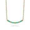 Enamel - 14K Yellow Gold Bujukan Bar Necklace with Mint Green Enamel